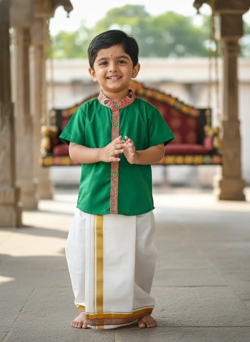 Green Kurta Shirt & Vesti Set